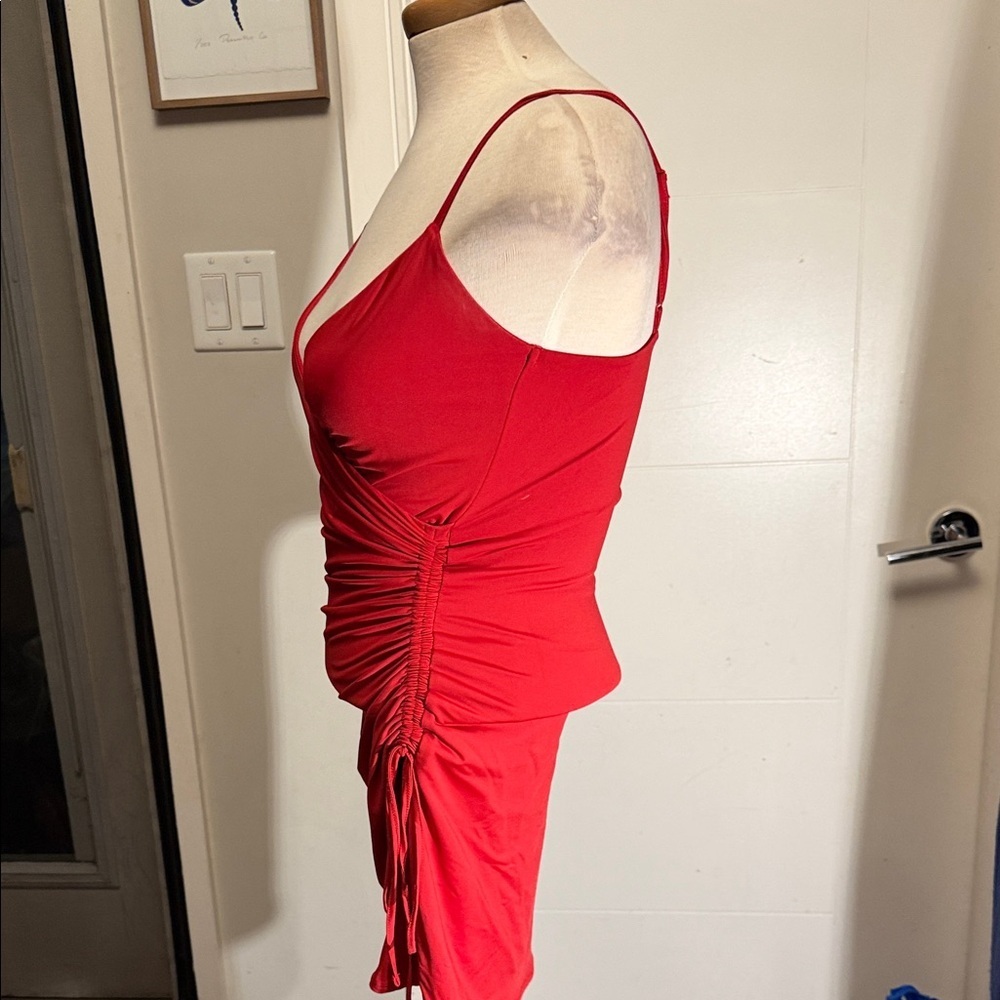 Little Red Ruched Dress - Picture 4 of 9